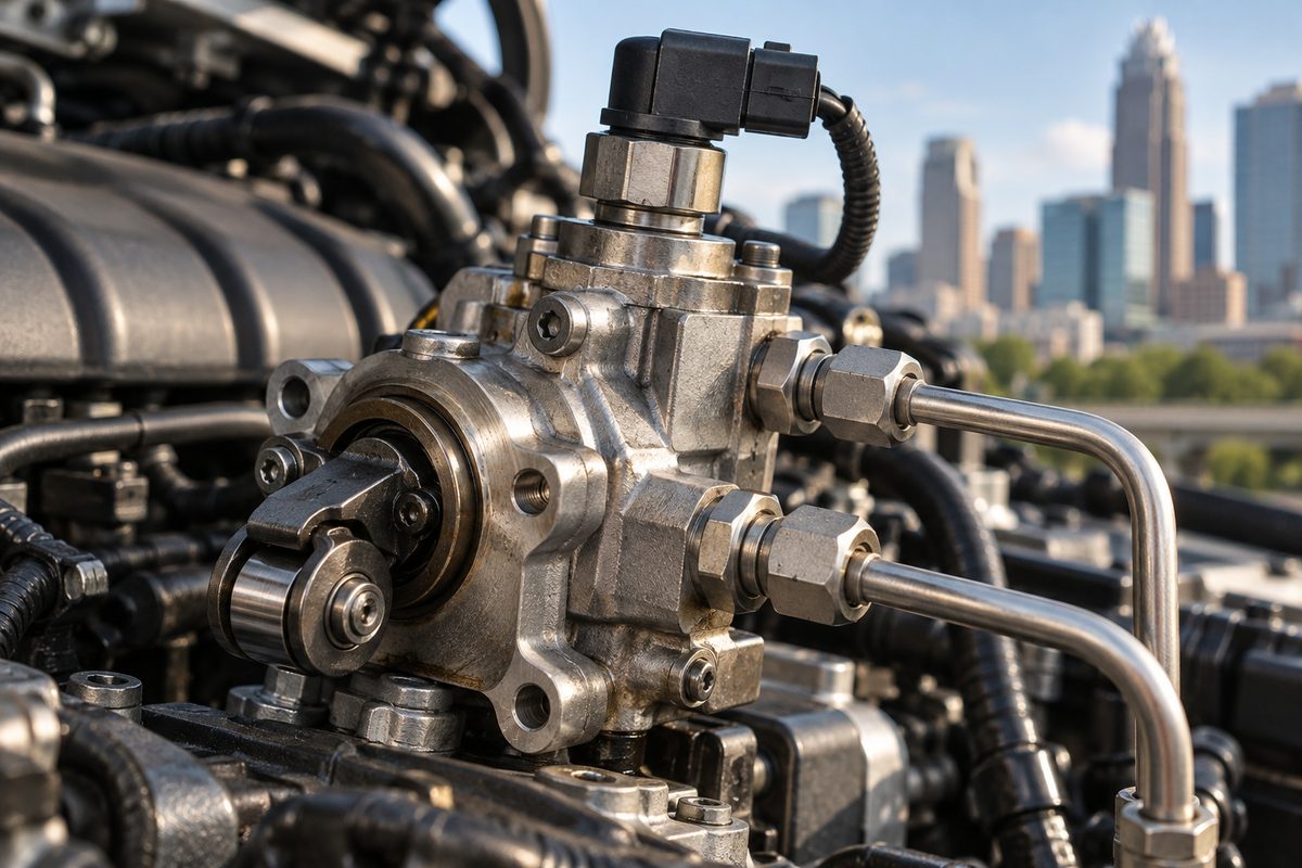 Mechanical high pressure fuel pump assembly for direct injection engines