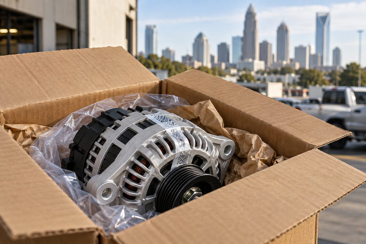 Genuine OEM automotive part packaging with manufacturer hologram seal
